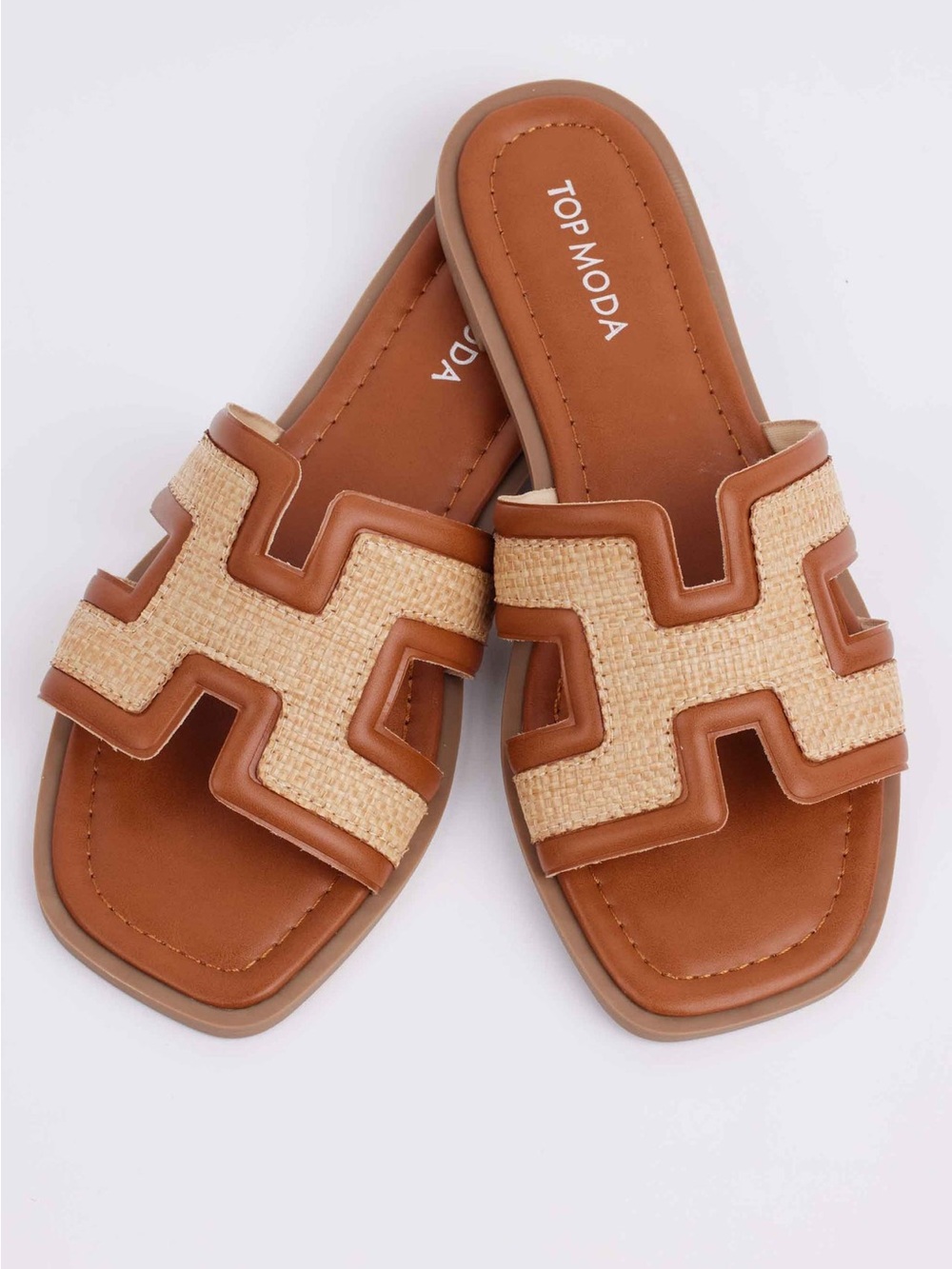 Top Moda Hensley Tan Raffia Sandals 7.5